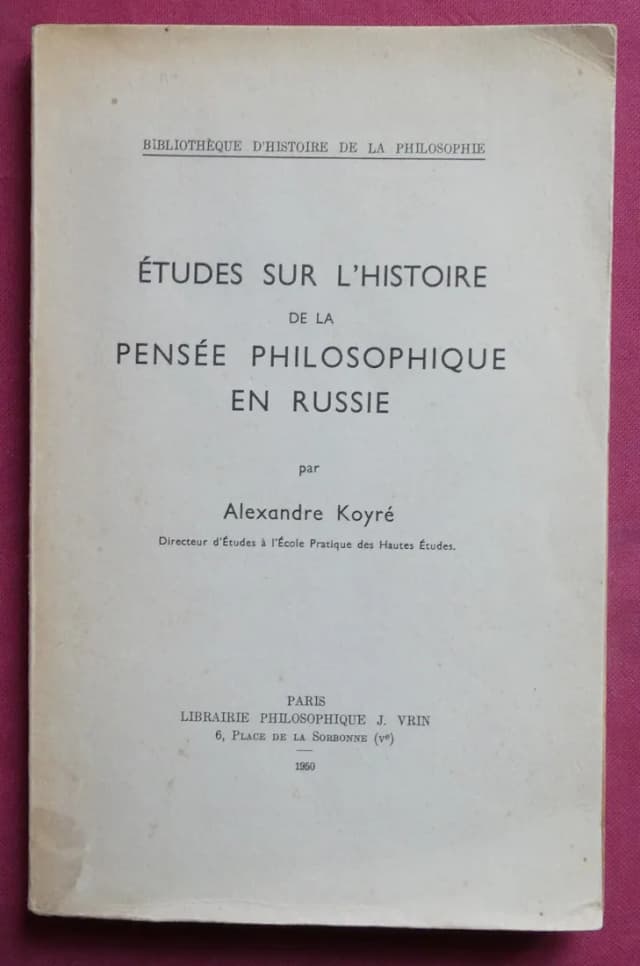 Couverture de Études sur l'histoire de la pensée philosophique en Russie