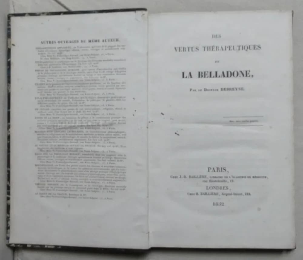 Les Vertus Thérapeutiques de la Belladone. Dr DEBREYNE - Image 2