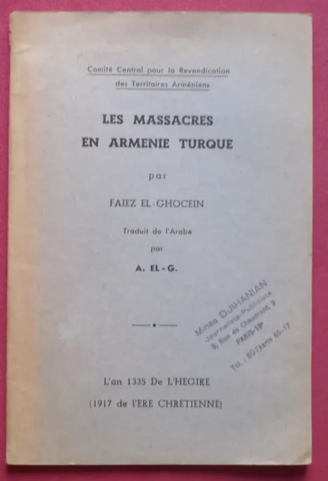 Couverture de Les Massacres en Arménie Turque.