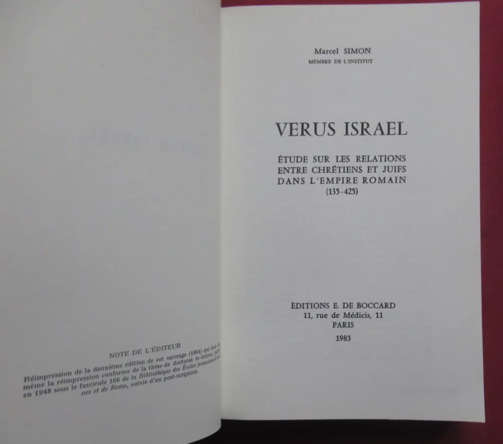 Verus Israël. Etude sur les relations Marcel SIMON - Image 3