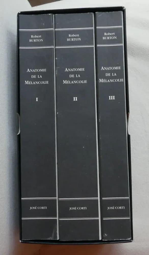 Anatomie de la Mélancolie. Robert BURTON. 3 VOL.