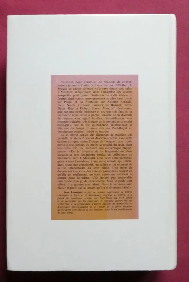 Port Royal Insolite. Edition Critique du Recueil de Choses Diverses - Image 8