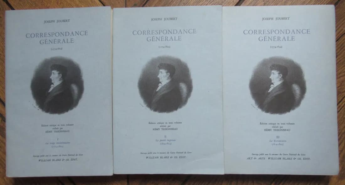 Joseph JOUBERT Correspondance Générale 3 Tomes